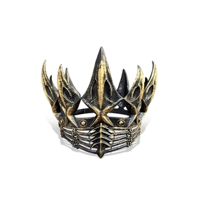 Gothic black and gold crown with raven horn design for dark fantasy cosplay party attire