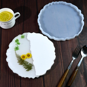 20cm unregelmäßige runde Harzform mit Wellenrand für DIY-Blumen-Aufbewahrungstabletts
