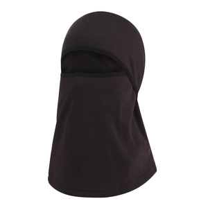Close-up of thick fleece lining inside a windproof thermal balaclava for winter cycling