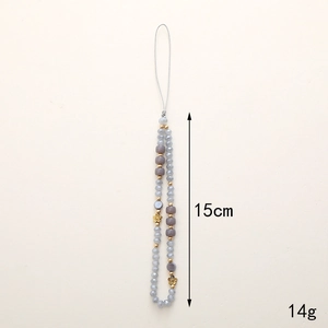 Beaded crystal stone phone wrist strap with 15cm length and 14g lightweight design