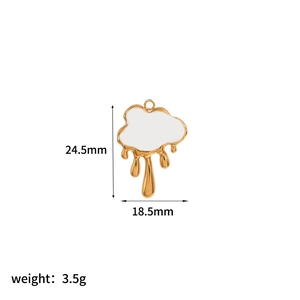 Detail showing 24.5mm x 18.5mm dimensions of the gold cloud drop necklace pendant