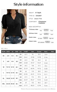 Detailed size guide table and product material specifications for this casual flare sleeve top