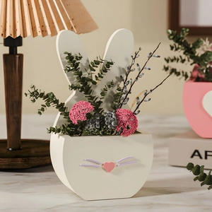 Cute bunny shaped flower basket silicone mold for DIY resin and plaster craft storage box