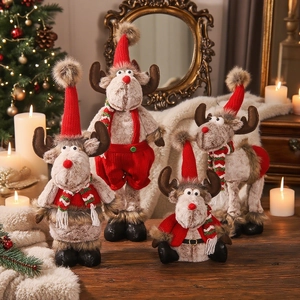 Weihnachts Rentier Plüsch Ornamente Mit Teleskopbeinen Niedliche Cartoon Elch Puppe Figur Festliche Haus Dekoration Rentier Plüschtier