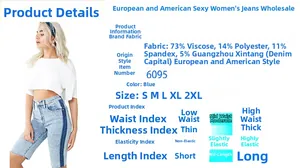 Détails de la composition du tissu de ce short en jean bleu extensible à taille moyenne
