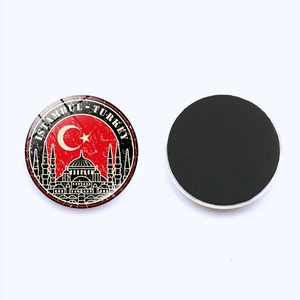 30mm crystal glass Istanbul Turkey flag souvenir fridge magnet with full magnetic back
