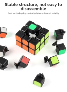 Internal view of professional 3x3 cube showing dual-spring center axis and core mechanics