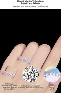 Macro detail of S925 sterling silver ring with rectangular cubic zirconia inlay