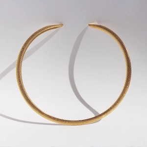 Gold Plated Brass Snake Bone Texture Open Choker Necklace Minimalist Jewelry For Women