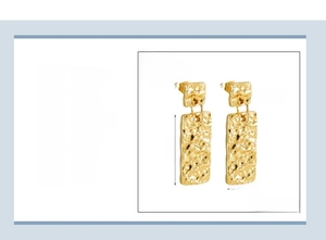 Detailed view of gold plated stainless steel hoop earrings with 24x11mm dimensions