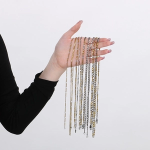 Minimalist stainless steel curb and NK chain necklaces in silver and gold finishes