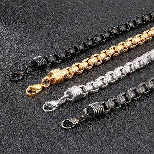 Men's vintage box chain bracelet in gold, silver, black and gunmetal stainless steel