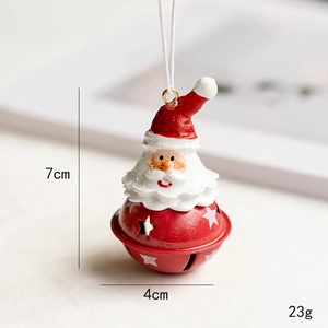 Christmas Santa figurine hanging ornament with red star bell and 7cm height specifications