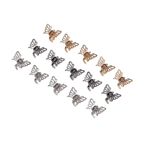 Mini metal butterfly hair claw clips in gold and silver finish, 15 pieces set for women