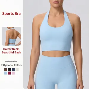 Donna Reggiseno Sportivo con Scollo all'Americana Yoga Gilet Schiena Scoperta con Imbottiture Petto Fitness Top Tinta Unita