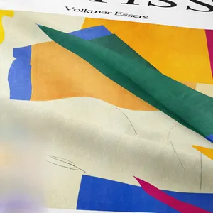 Close-up detail of high-density canvas fabric showing Matisse style abstract art prints