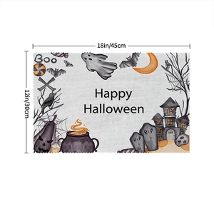 Halloween cotton linen placemat with festive motifs and dimensions 18x12 inches