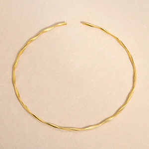 Minimalist Twisted Collar Necklace Gold Plated Stainless Steel Open Torque Choker For Women Fashion Jewelry