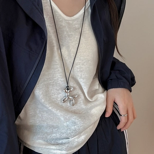 Balloon Dog Pendant Necklace Alloy Mirror Finish Metal Animal Y2K Hip Hop Cool Streetwear Jewelry For Women Girls
