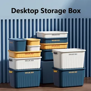 Multi Functional PP Plastic Storage Bin With Lid And Grip Stackable Organizer For Home Closet Desktop Modern