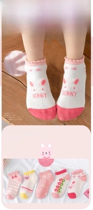 Breathable mesh cotton baby socks with cute bunny and cherry patterns for kids
