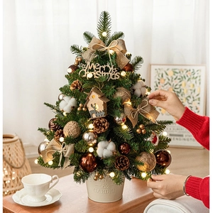 Desktop Mini Christmas Tree Ornament With LED Lights PVC PE Branches For Home Office Holiday Tabletop Decoration