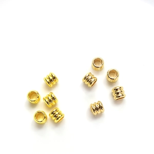 Golden 14k gold-filled three-layer barrel beads for DIY necklace and jewelry making