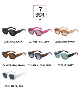 Detailed comparison of geometric frame sunglasses available in seven stylish matte colors