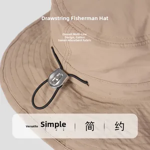 Détail du chapeau bob kaki avec cordon de serrage réglable et coutures renforcées