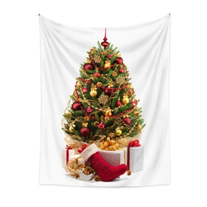 Dettaglio dell'albero di Natale stampato su arazzo in poliestere per decorazione muro
