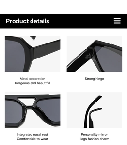 Detail view of double bridge sunglasses with reinforced hinges and integrated nose pads