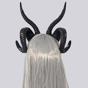 Gothic black ram horn headband with realistic texture for Halloween cosplay costumes