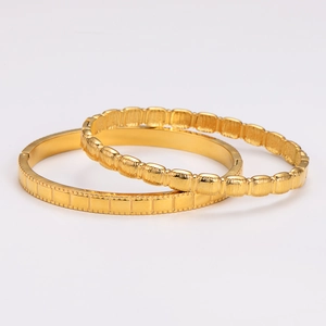 304 Stainless Steel Bangle Bracelet Gold Plated Geometric Square Texture Minimalist Hinged Fashion Jewelry For Women