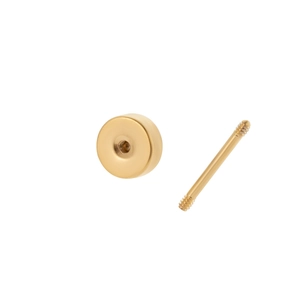 Detail of gold-plated stainless steel screw-back earring back and threaded post