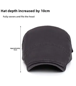 Detail view of charcoal gray cotton newsboy cap with a deepened 10cm crown for a better fit