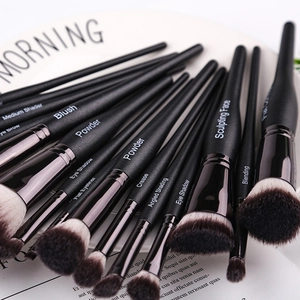 15pcs professional black handle makeup brush set for powder, blush and eyeshadow