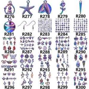 Detailed catalog of colorful stainless steel charms featuring stars and moon themes