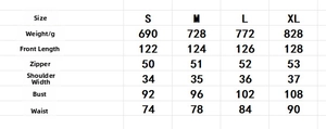Detailed size chart for tweed sleeveless dress showing length bust and waist measurements