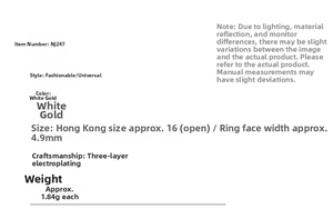 Specifications of the adjustable silver-tone anxiety ring featuring triple-layer plating