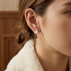Luxury 18k gold plated gourd earrings with red enamel and sparkling zircon stones