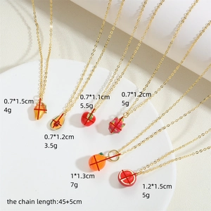Vintage 14K gold plated tropical fruit pendant necklaces with 45cm adjustable chain