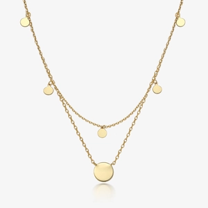925 Sterling Silver Necklace Set Minimalist Layered Polished Round Disc Coin Pendant Elegant Jewelry For Women