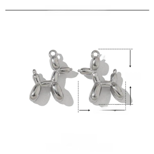 Detailed dimension view of stainless steel balloon dog charm measuring 18mm by 13mm