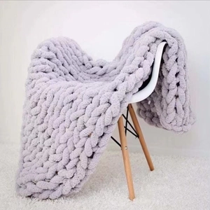 Chunky Knit Blanket Chenille Soft Fluffy Handmade Style Sofa Throw Decorative Bedding For Home