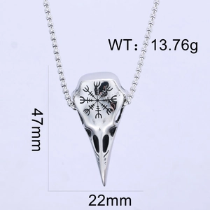 Detailed dimensions and weight of silver viking crow skull pendant with nordic runes