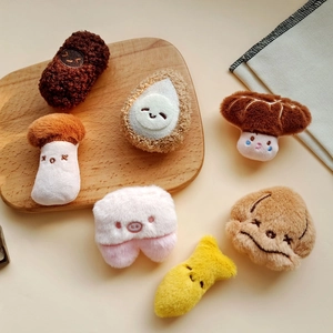 Funny food plush dolls collection with seafood cartoon shapes for DIY brooch accessories