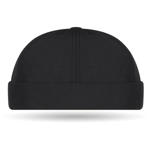 Minimalist black quick-dry miki hat with six-panel design and adjustable strap