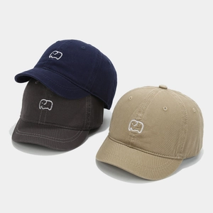 Vintage Baseballkappe mit kurzem Schirm und Elefantenstickerei in Blau, Grau und Khaki