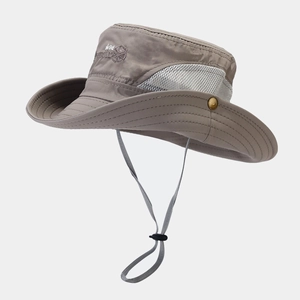 Outdoor Sonnenhut mit breiter Krempe, Mesh-Einsätzen und windfestem Seil zum Wandern