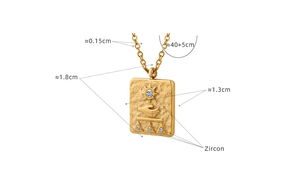 Detailed dimensions of 18K gold plated Egyptian pendant necklace with zircon inlays